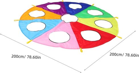 مظلة قوس قزح من بيسبورتبل للأولاد والبنات، 9 فتحات، لعبة تعاونية، مظلة نشاط تدريب حسي خارجي للأطفال الصغار ومرحلة ما قبل المدرسة in Kuwait