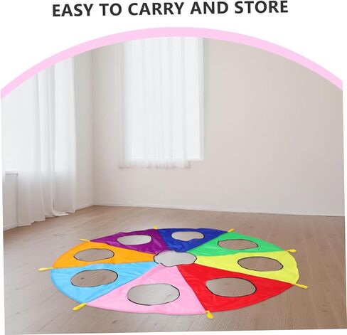 مظلة قوس قزح من بيسبورتبل للأولاد والبنات، 9 فتحات، لعبة تعاونية، مظلة نشاط تدريب حسي خارجي للأطفال الصغار ومرحلة ما قبل المدرسة in Kuwait