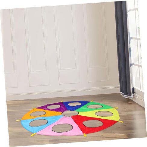 مظلة قوس قزح من بيسبورتبل للأولاد والبنات، 9 فتحات، لعبة تعاونية، مظلة نشاط تدريب حسي خارجي للأطفال الصغار ومرحلة ما قبل المدرسة in Kuwait