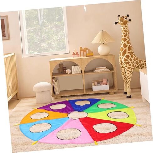 مظلة قوس قزح من بيسبورتبل للأولاد والبنات، 9 فتحات، لعبة تعاونية، مظلة نشاط تدريب حسي خارجي للأطفال الصغار ومرحلة ما قبل المدرسة in Kuwait