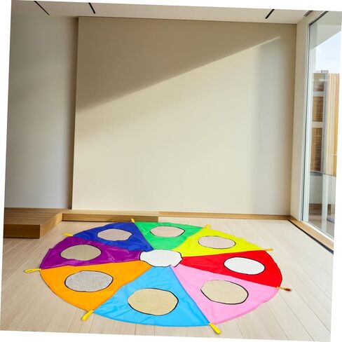 مظلة قوس قزح من بيسبورتبل للأولاد والبنات، 9 فتحات، لعبة تعاونية، مظلة نشاط تدريب حسي خارجي للأطفال الصغار ومرحلة ما قبل المدرسة in Kuwait