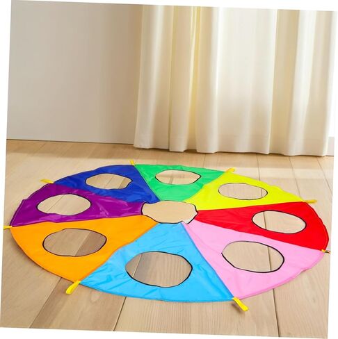 مظلة قوس قزح من بيسبورتبل للأولاد والبنات، 9 فتحات، لعبة تعاونية، مظلة نشاط تدريب حسي خارجي للأطفال الصغار ومرحلة ما قبل المدرسة in Kuwait