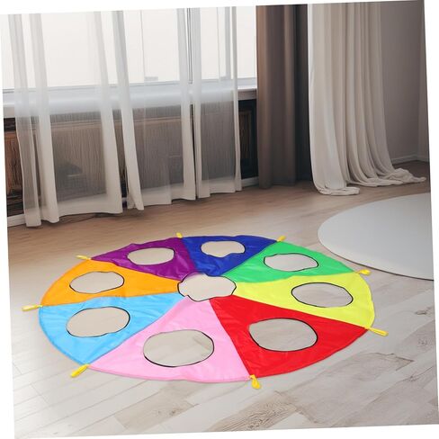 مظلة قوس قزح من بيسبورتبل للأولاد والبنات، 9 فتحات، لعبة تعاونية، مظلة نشاط تدريب حسي خارجي للأطفال الصغار ومرحلة ما قبل المدرسة in Kuwait