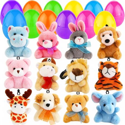 مجموعة لعبة Camirus 12pcs Mini Animal Plush Toy ، سلسلة مفاتيح الحيوانات الصغيرة المحشوة لطيفة لعيد ميلاد الأطفال ، حشو سلة عيد الفصح ، Partie تحت عنوان in Saudi Arabia