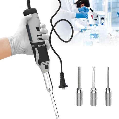 High-Speed Handheld Homogenizer - 6mm, 8mm, & 10mm Attachments, 6-Speed Adjustable, Perfect for Food, Cosmetics & Pharmaceuticals - Includes H-SD Stand in Kuwait