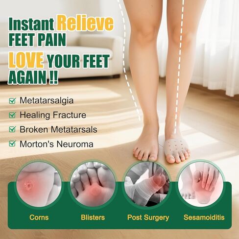 Metatarsal Pads & Toe Separators for Women & Men - Gel Ball of Foot Cushion, 4Pcs Toe Spacers for Pain Relief, Metatarsalgia, Morton’s Neuroma, Long Hours of Standing or Walking in Kuwait