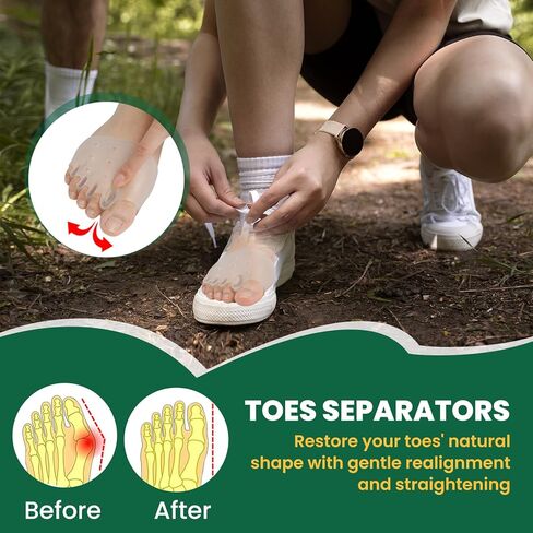 Metatarsal Pads & Toe Separators for Women & Men - Gel Ball of Foot Cushion, 4Pcs Toe Spacers for Pain Relief, Metatarsalgia, Morton’s Neuroma, Long Hours of Standing or Walking in Kuwait