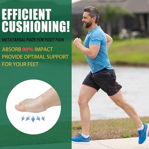 Metatarsal Pads & Toe Separators for Women & Men - Gel Ball of Foot Cushion, 4Pcs Toe Spacers for Pain Relief, Metatarsalgia, Morton’s Neuroma, Long Hours of Standing or Walking in Kuwait