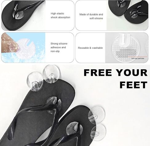 FUNHOKO 2 أزواج من واقيات أصابع الصندل المصنوعة من السيليكون، وسائد واقية من جل إصبع القدم، وسائد مضادة للانزلاق ومنع الألم بين أصابع القدم للصنادل الشفافة (4) in Kuwait