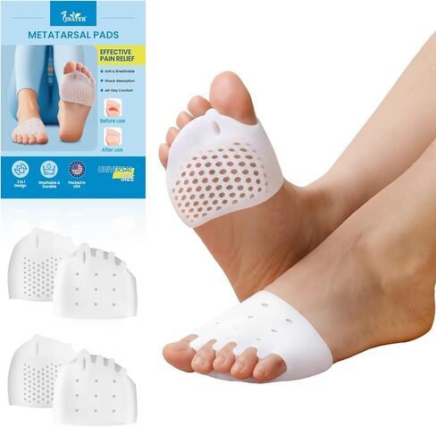فواصل أصابع القدم وبطانات مشط القدم للنساء والرجال - 4 قطع فواصل جل لأصابع القدم، وسادة ناعمة لمقدمة القدم لتخفيف الألم، وألم مشط القدم، وورم مورتون العصبي، راحة طوال اليوم للمشي والوقوف لفترة طويلة in Kuwait