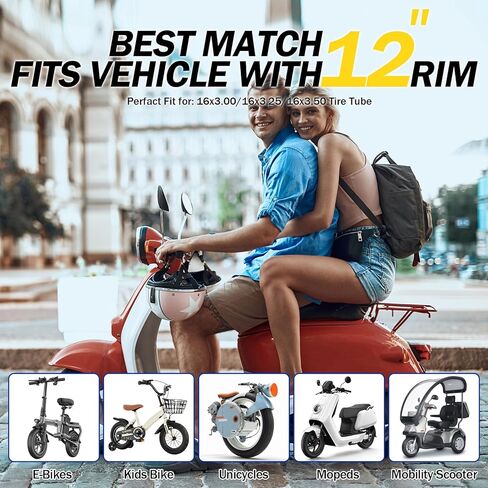 16x3.0 Inner Tube,with 90°Angled Valve Replacement for E-Bikes Electric Scooters Mopeds Kids Bikes Unicycles and Folding Bikes in Kuwait