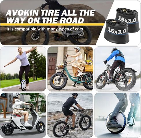 16x3.0 Inner Tube,with 90°Angled Valve Replacement for E-Bikes Electric Scooters Mopeds Kids Bikes Unicycles and Folding Bikes in Kuwait