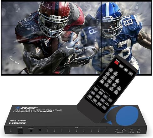 معالج تحكم جدار الفيديو OREI 4K 3x3 HDMI يعرض ما يصل إلى 1080 بكسل - 2x2، 1x2، 1x4، 1x3، 2x3، 3x2، 2x4، 4x2 يدعم استخراج الصوت RS-232 بتدوير 180 درجة (HDS-31VW) in Saudi Arabia