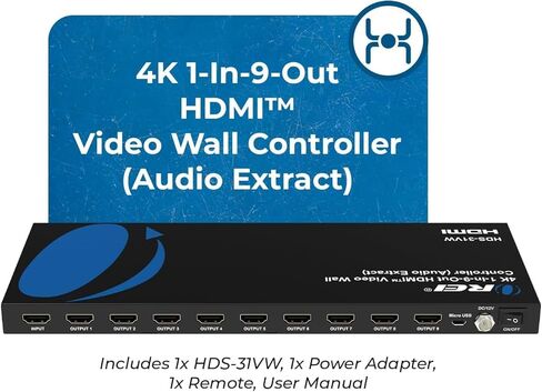 معالج تحكم جدار الفيديو OREI 4K 3x3 HDMI يعرض ما يصل إلى 1080 بكسل - 2x2، 1x2، 1x4، 1x3، 2x3، 3x2، 2x4، 4x2 يدعم استخراج الصوت RS-232 بتدوير 180 درجة (HDS-31VW) in Saudi Arabia