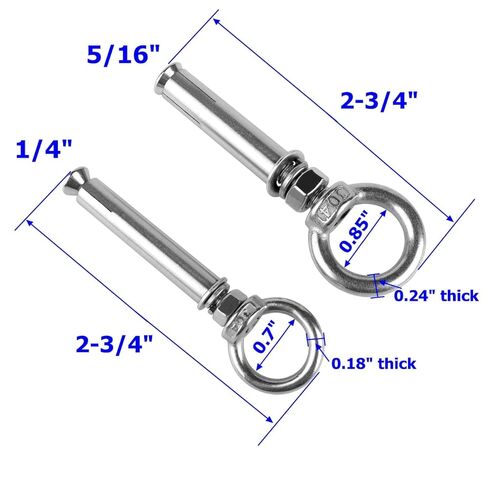 6 قطعة 1/4 "X 2-3/4" توسيع الجدار الخرساني المراسي ، الثقيلة 304 الفولاذ المقاوم للصدأ M6x70mm الكتف العين البراغي in Saudi Arabia