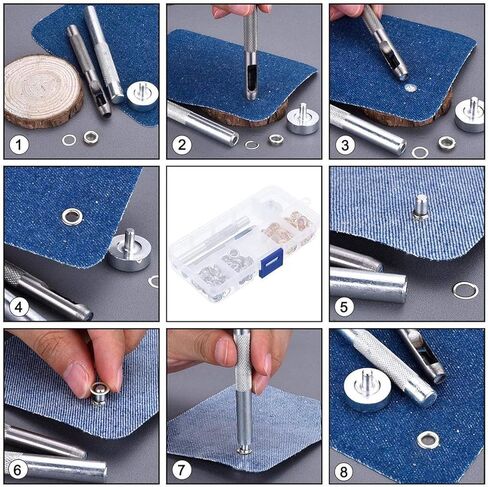 1/4 Inch Grommet Tool Kit 100 Sets - Grommet Eyelets Kit with Punch, Metal Grommets in Silver for Fabric, Leather, Canvas in Kuwait