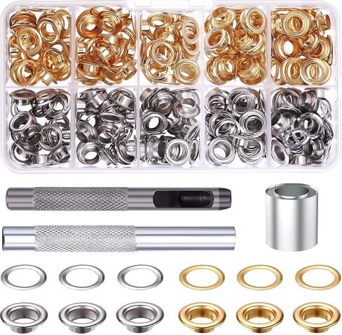 1/2 Inch Grommet Tool Kit 100 Sets - Grommet Eyelets Kit with Punch, Metal Grommets in Silver for Fabric, Leather, Canvas (Silver) in Saudi Arabia