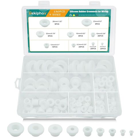 130PCS Silicone Rubber Grommets for Wiring, Black Top Hat Rubber Grommet Assortment Kit, 9 Sizes Round Hole Rubber Wire Grommets for Automotive, Vinyl Tubing in Hydroponic and Irrigation Systems in Kuwait