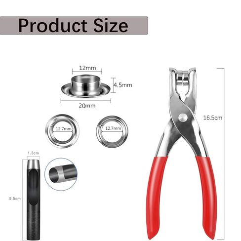 1/2 Inch Grommet Tool Kit 150 Set - Darteno Grommet Eyelets Metal in Gold & Silver with Hole Punch Pliers for Fabric, Leather, Canvas, Professional Installation Set in Kuwait
