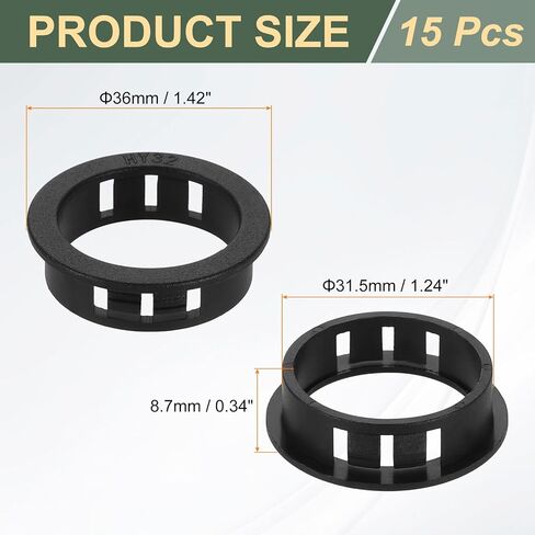 uxcell 15Pcs Round Cable Snap Bushing Grommets, 1-1/4"(32mm) Black Snap in Cable Grommet Protector for Locking Tube Hose Wire Cord in Kuwait