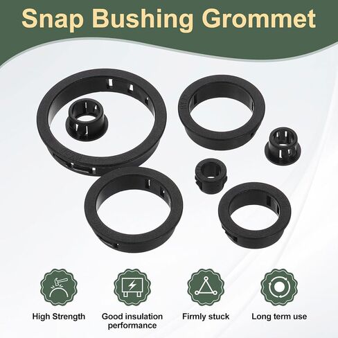 uxcell 15Pcs Round Cable Snap Bushing Grommets, 1-1/4"(32mm) Black Snap in Cable Grommet Protector for Locking Tube Hose Wire Cord in Kuwait