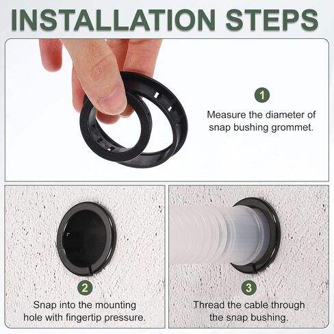 uxcell 15Pcs Round Cable Snap Bushing Grommets, 1-1/4"(32mm) Black Snap in Cable Grommet Protector for Locking Tube Hose Wire Cord in Kuwait