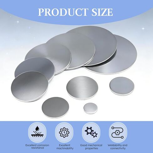 6061 Aluminum Disc 4 Inch, 9 Gauge (3mm) Thick Round Metal Stamping Blank,Aluminum Plate for Machining, DIY, 4 PCS in Kuwait