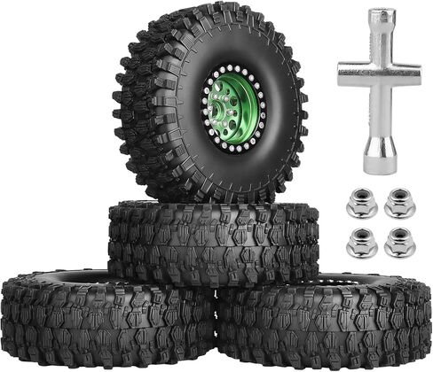 1.9 عجلات وإطارات Beadlock 120 مم من الإطارات الطينية لـ SCX10 90046 SCX10 II TRAXXAS TRX-4 REDCAT GEN 8 1/10 RC Crawler ، 4pcs (Green) in Saudi Arabia