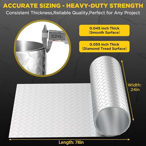 صفائح معدنية ألماسية من الألومنيوم، صفائح ماسية بلمسة نهائية مطحنة، لوحة معدنية ذات نسيج مداس سهلة القطع/الحفر - للاستخدام التجاري والسكني، أسِرَّة الشاحنات، والمقطورات، وجدران المرآب والخزائن، 78 بوصة × 24 بوصة in Kuwait