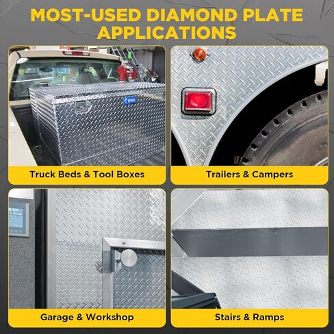 صفائح معدنية ألماسية من الألومنيوم، صفائح ماسية بلمسة نهائية مطحنة، لوحة معدنية ذات نسيج مداس سهلة القطع/الحفر - للاستخدام التجاري والسكني، أسِرَّة الشاحنات، والمقطورات، وجدران المرآب والخزائن، 78 بوصة × 24 بوصة in Kuwait