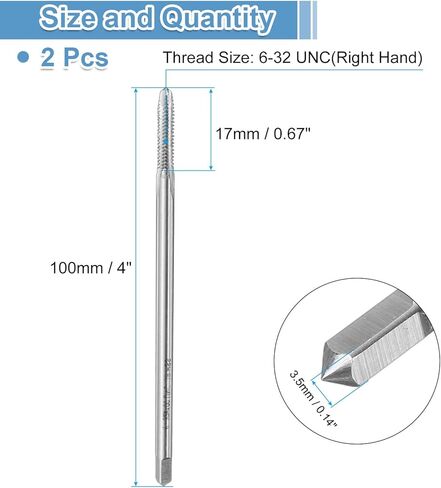 uxcell 2pcs Straight Flute Screw Taps 1/4-28 UNF 2B Thread 4" Extra Long HSS6542 Machine Threading Milling Tap Tapping Tools in Saudi Arabia