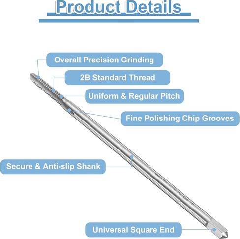 uxcell 2pcs Straight Flute Screw Taps 1/4-28 UNF 2B Thread 4" Extra Long HSS6542 Machine Threading Milling Tap Tapping Tools in Saudi Arabia