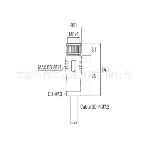 موصل M8 3pin A-Code أنثى مستقيمة الرأس مسبقة الصنع مع سلك الطيران in Kuwait