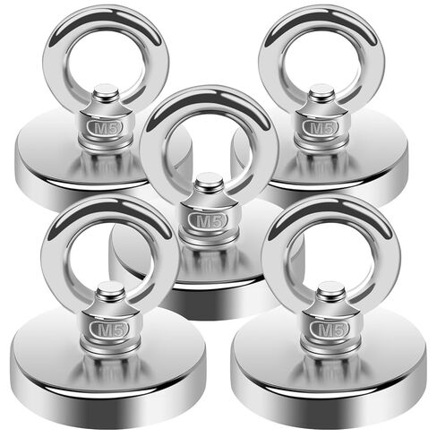 Fishing Magnets Heavy Duty, Round Magnets Strong, 32mm Rare Earth Magnet Neodymium Magnetic Hooks Magnet with Eye Bolts Industrial Magnet for Hanging Hoisting 2Pack in Saudi Arabia