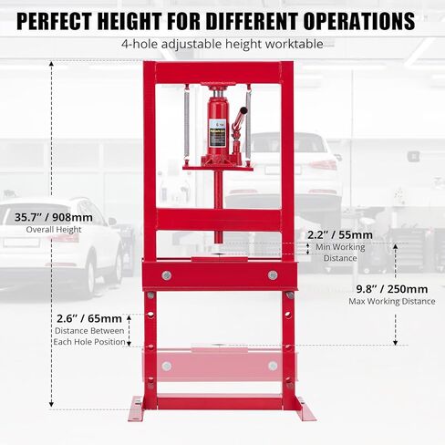 Garvee Red 6 T Powerful Hydraulic Shop Press for Car Repair - Adjustable H-Frame Design, Versatile Benchtop Use, Adjustable Working Table Height, Heavy Duty Construction, and Easy Operation. in Saudi Arabia