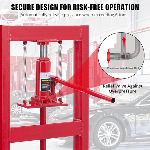 Garvee Red 6 T Powerful Hydraulic Shop Press for Car Repair - Adjustable H-Frame Design, Versatile Benchtop Use, Adjustable Working Table Height, Heavy Duty Construction, and Easy Operation. in Saudi Arabia