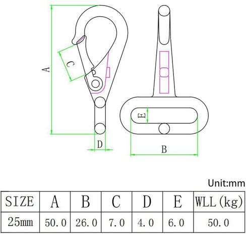 (6 Pieces) Eye Snap Hook 304 Stainless Steel Quick Release Snap Hook Boat Shackles for Sailing Rigging Yacht in Kuwait