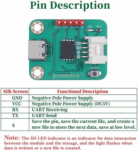 مسجل بيانات تسلسلي متوافق مع Arduino وRaspberry Pi. لا توجد حاجة لبطاقة TF، مع ذاكرة تخزين 0.1 جيجا ووظيفة USB، للروبوت والحصول على البيانات وتصحيح أخطاء الطائرات بدون طيار in Kuwait