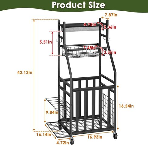 منظم جراج المعدات الرياضية، رف تخزين كرات المرآب مع أشرطة مرنة، عربة حامل كرة دوارة صغيرة مع عجلات للمعدات الرياضية، تخزين الألعاب في الأماكن المغلقة/الخارجية مع خطافات وسلال، BK in Kuwait
