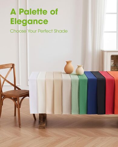 Pureegg Rectangle Linen Tablecloth Waterproof & Stain Resistant, Wrinkle-Free Table Cloth Adds Elegance and Protection, Ideal for Dining, Party, Wedding and Outdoor, 52 x 70 Inch, Sage Green in Kuwait