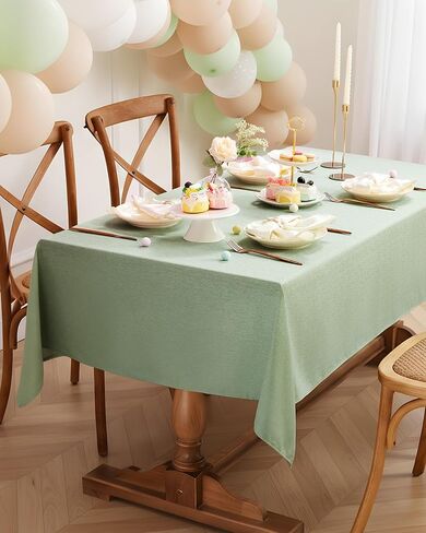 Pureegg Rectangle Linen Tablecloth Waterproof & Stain Resistant, Wrinkle-Free Table Cloth Adds Elegance and Protection, Ideal for Dining, Party, Wedding and Outdoor, 52 x 70 Inch, Sage Green in Kuwait