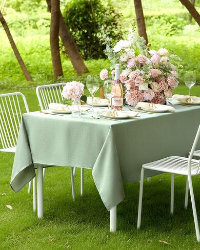 Pureegg Rectangle Linen Tablecloth Waterproof & Stain Resistant, Wrinkle-Free Table Cloth Adds Elegance and Protection, Ideal for Dining, Party, Wedding and Outdoor, 52 x 70 Inch, Sage Green in Kuwait