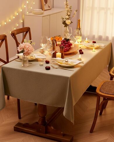 Pureegg Rectangle Linen Tablecloth Waterproof & Stain Resistant, Wrinkle-Free Table Cloth Adds Elegance and Protection, Ideal for Dining, Party, Wedding and Outdoor, 52 x 70 Inch, Sage Green in Kuwait