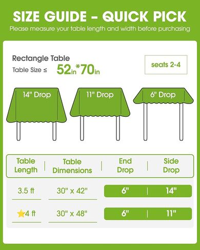 Pureegg Rectangle Linen Tablecloth Waterproof & Stain Resistant, Wrinkle-Free Table Cloth Adds Elegance and Protection, Ideal for Dining, Party, Wedding and Outdoor, 52 x 70 Inch, Sage Green in Kuwait