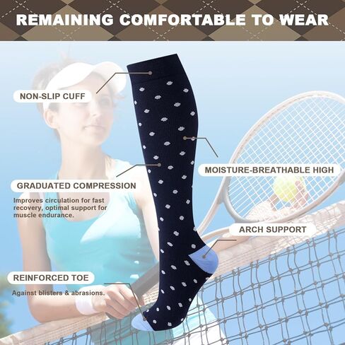 10 Pairs Women Dress Compression Socks Women's Knee High Light Compression Socks 8-15 Mmhg Graduated Support Dress Stockings for Women Mother Gifts in Saudi Arabia
