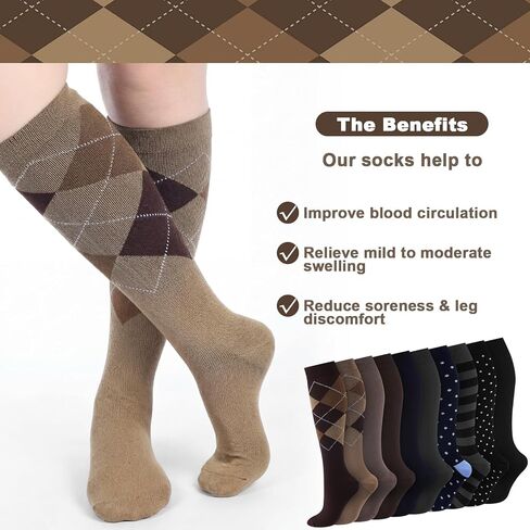 10 Pairs Women Dress Compression Socks Women's Knee High Light Compression Socks 8-15 Mmhg Graduated Support Dress Stockings for Women Mother Gifts in Saudi Arabia