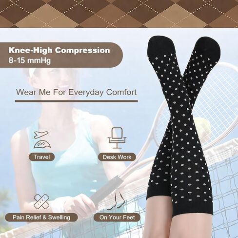 10 Pairs Women Dress Compression Socks Women's Knee High Light Compression Socks 8-15 Mmhg Graduated Support Dress Stockings for Women Mother Gifts in Saudi Arabia