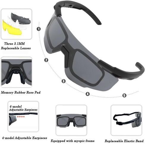 النظارات الشمسية العسكرية الباليستية التكتيكية عالية التأثير المقاومة للرماية نظارات Airsoft Goggle مع 3 عدسات بديلة ونظارات طبية in Kuwait