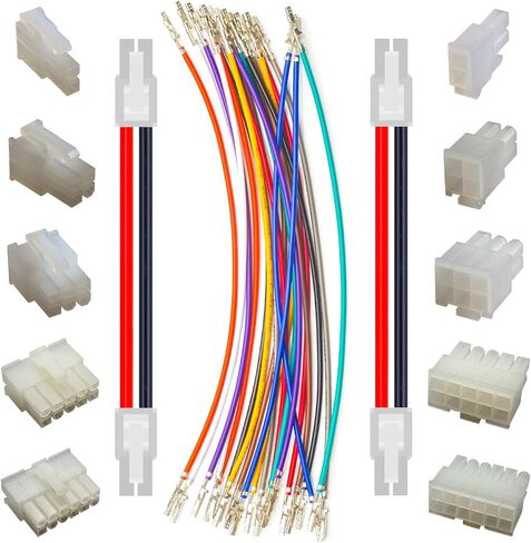Mini-Fit Jr 4.2 Pre-Crimped Male Female Extension Cable Compatible with Molex 4.2mm, 20AWG UL1007 PVC Cable 10 Colors, 25cm with Dual Row 1/2/3/4/5/6Pin Connector (TC-MX4.2-D-MF-25cm) in Kuwait