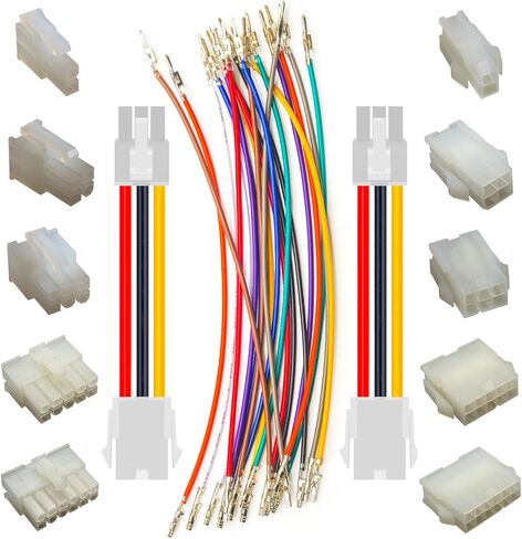 Mini-Fit Jr 4.2 Pre-Crimped Male Female Extension Cable Compatible with Molex 4.2mm, 20AWG UL1007 PVC Cable 10 Colors, 25cm with Dual Row 1/2/3/4/5/6Pin Connector (TC-MX4.2-D-MF-25cm) in Saudi Arabia